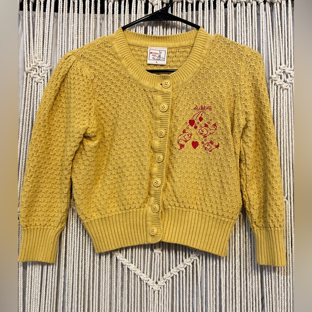 Mischief Made Yellow Cropped Cardigan